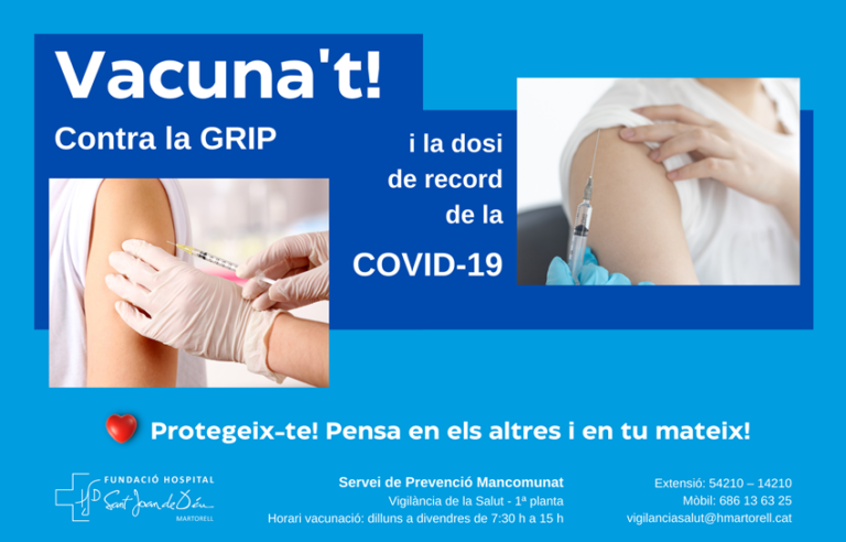 Es posa en marxa la campanya de vacunació contra la grip i la COVID-19 a l’equip de professionals de la FHSJDM
